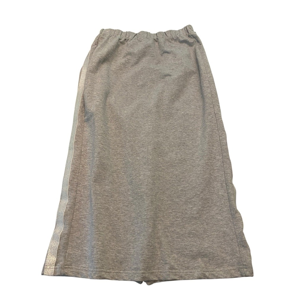 INSIGHT Womens Heather Gray Sweatshirt Maxi Skirt Medium 100% Cotton Side Stripe